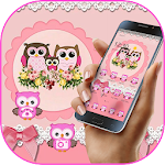 Cover Image of डाउनलोड Pink Cartoon Family Love Owl Theme 1.1.3 APK