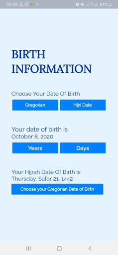 Android application Hijra-Gregorian Age Checker screenshort
