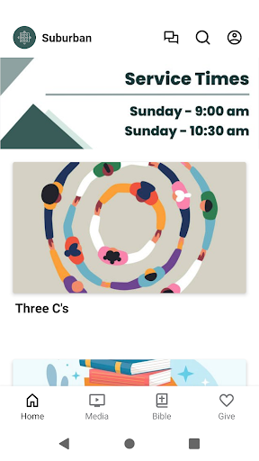 Android application Suburban Church screenshort
