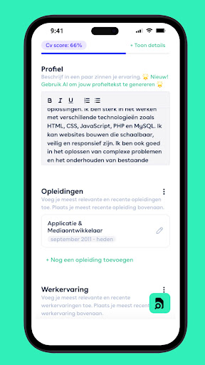 Sollicitatiebaas CV maker Screen 3