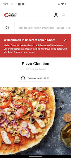 Android application Pizza Classico screenshort