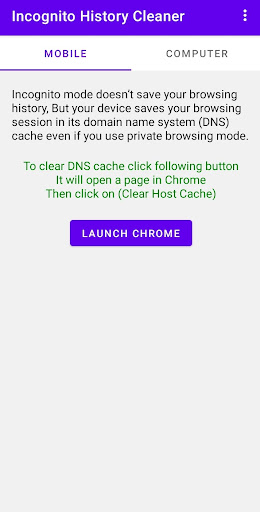 Android application Incognito History Cleaner screenshort