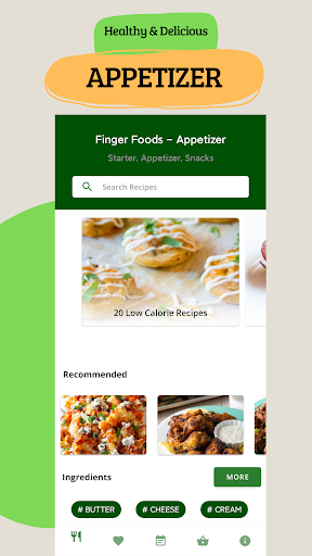 Android application Finger Food: Appetizer Recipes screenshort
