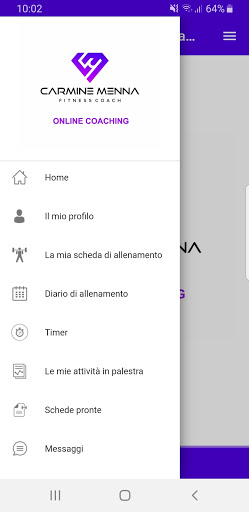 Android application Carmine Menna online coaching screenshort