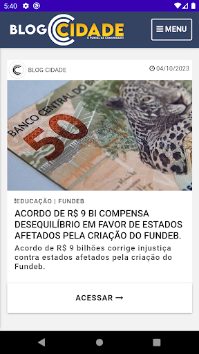 Android application Blog Cidade screenshort