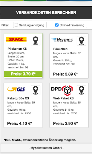 Versandpreis Screen 2