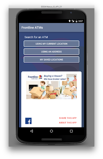 Android application Frontline ATM Locator screenshort