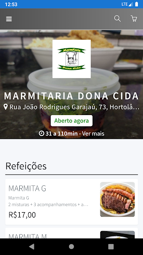 Android application Marmitaria Dona Cida screenshort