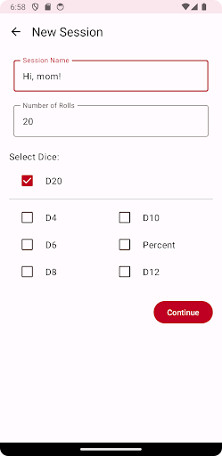 Dice Weight Calculator Screen 2