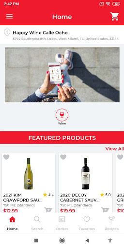 Android application Happy Wine Calle Ocho screenshort