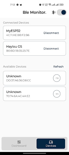 Ble Monitor Pro ( Dashboard ) Screen 2