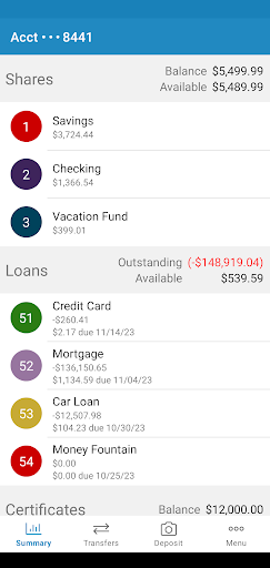 HCFCU Mobile App Screen 2