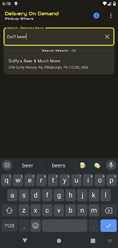 TOADApp - Delivery On Demand Screen 2