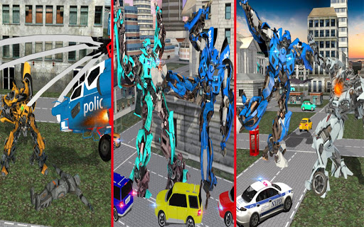 USA Police Robot Helicopter Air Robot Car Battle