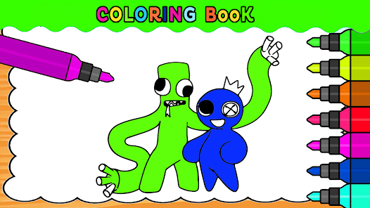 Green Rainbow Friends coloring pages