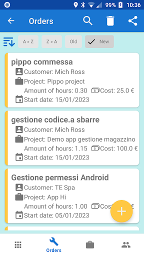 Work Tracker demo Screen 3