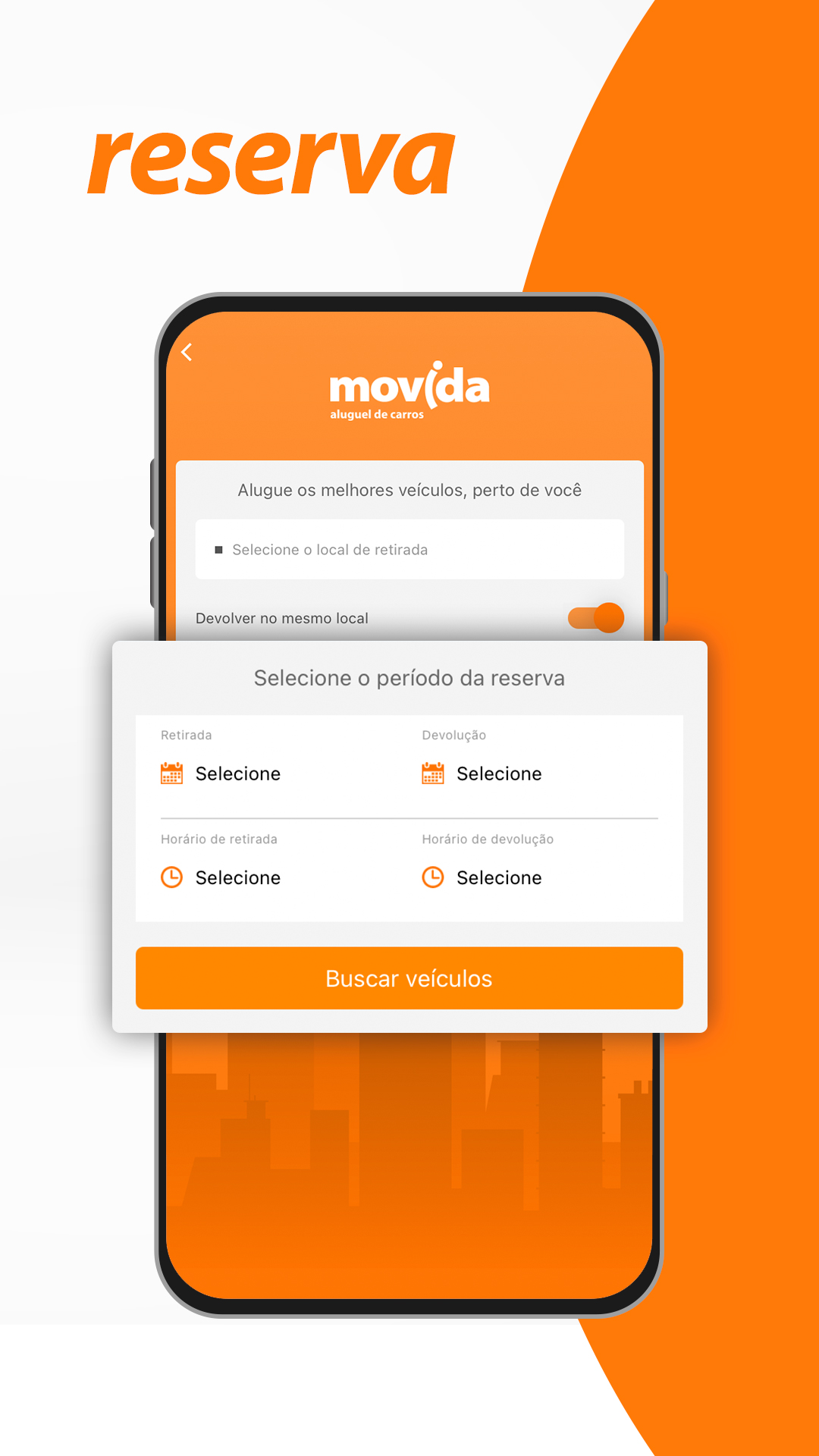 Android application Movida: Aluguel de Carros e Reservas screenshort