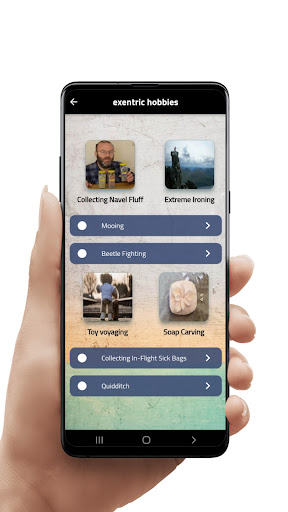 Android application Exentric hobbies screenshort