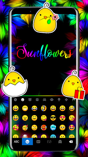 Neon Sunflowers Keyboard Backg Screen 3
