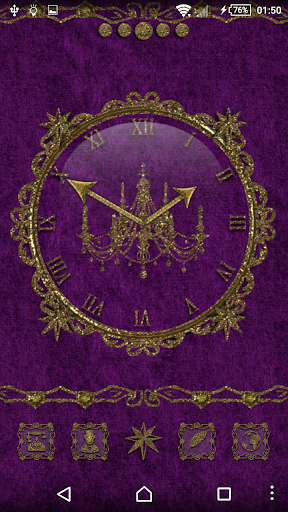 Purple Gold Chandelier Clock W Screen 2