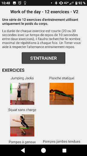 Android application 7' Workout - 12 exercices V2 screenshort