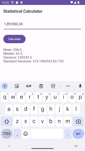 Statistical Calculator Screen 3