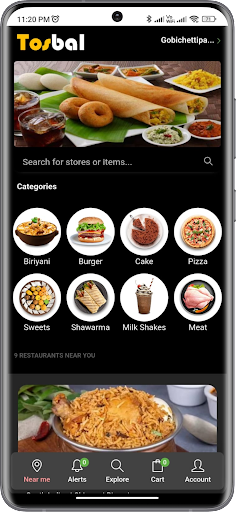 Android application Tosbal - Food & Meat Delivery screenshort