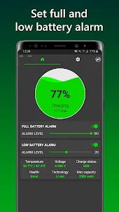 Charge Alarm: Full Low Battery