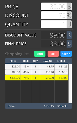 Android application Easy Sales Discount Calculator screenshort