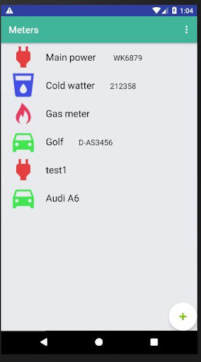 Android application Notice meter values: Electrici screenshort