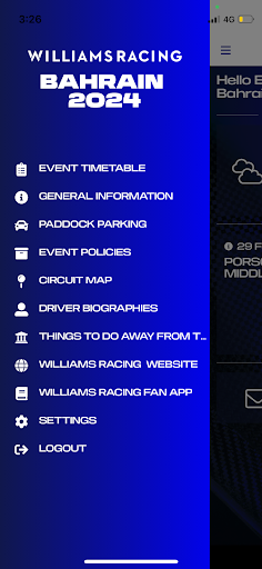 Williams Events Screen 2