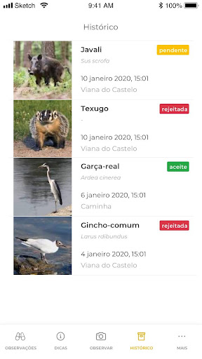 Android application BioRegisto screenshort