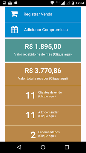 Android application Gestão de Vendas Movecash screenshort