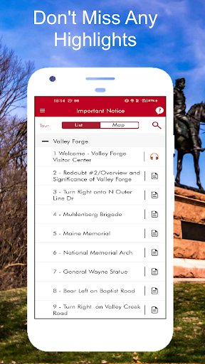 Valley Forge Audio Tour Guide Screen 3