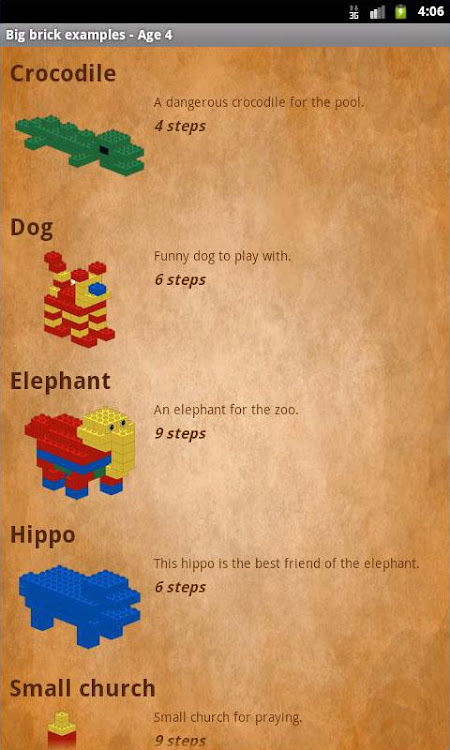 Big brick examples - Age 4 - 3.10 - (Android)