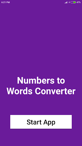 Android application Numbers to Words Converter screenshort