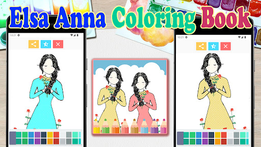 Elsa and Anna Coloring Book