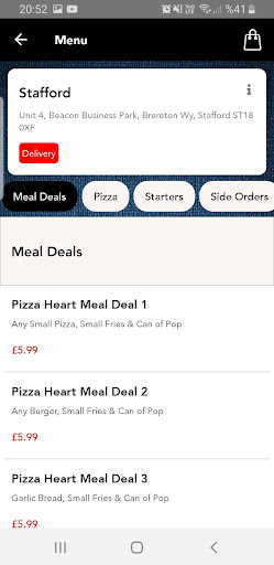 Android application Pizza My Heart screenshort