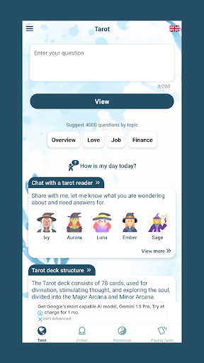 Zodiac and Tarot Readings - AI