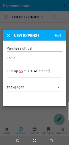 EXPENSE-INCOME TRACKER Screen 3