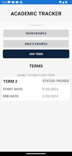Android application Academic Tracker screenshort