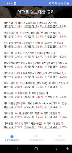 대출 금리 - 아파트 전세 신용 Screen 2