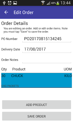 Existco Web Orders Screen 3