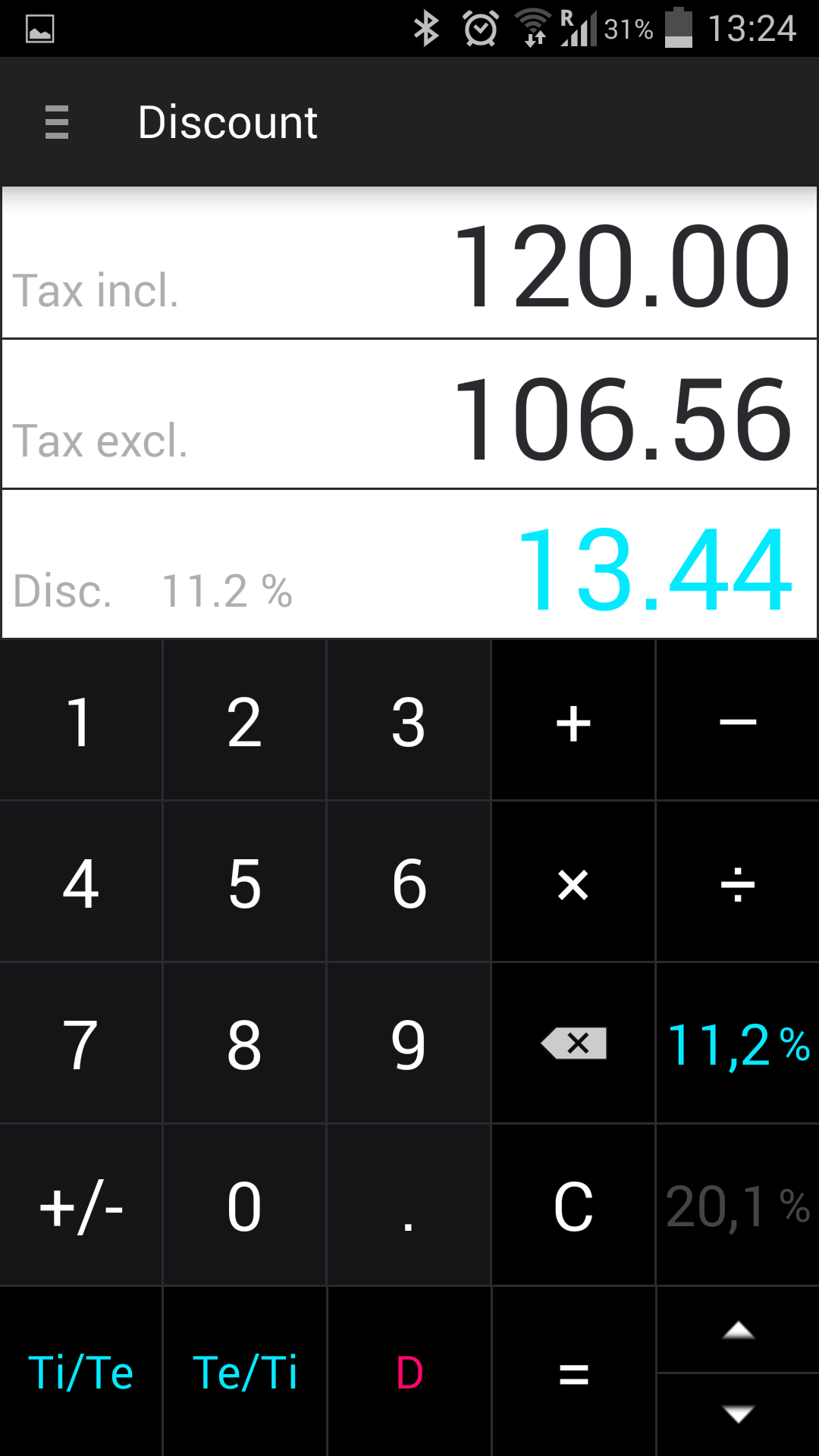 Android application VAT Calculator_Beta screenshort