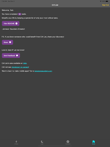 Crit List Screenshot