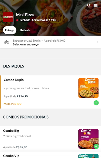 Android application Maxi Pizza. screenshort