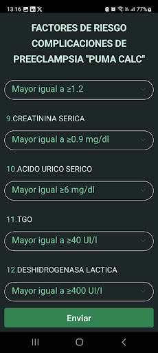 Android application Preeclampsia Puma Calc screenshort