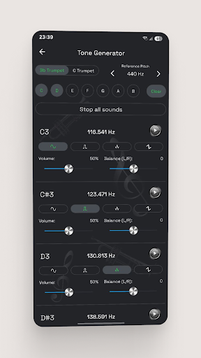 Screenshot of Trumpet Tuner