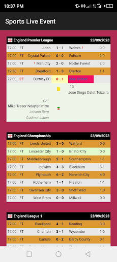 Android application Live Scores screenshort