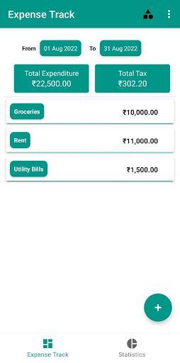 Android application Expense Track screenshort